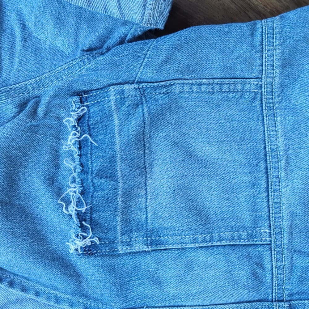 7 For All Mankind Short Sleeve Popover Denim Mini Dress - Picture 5 of 9